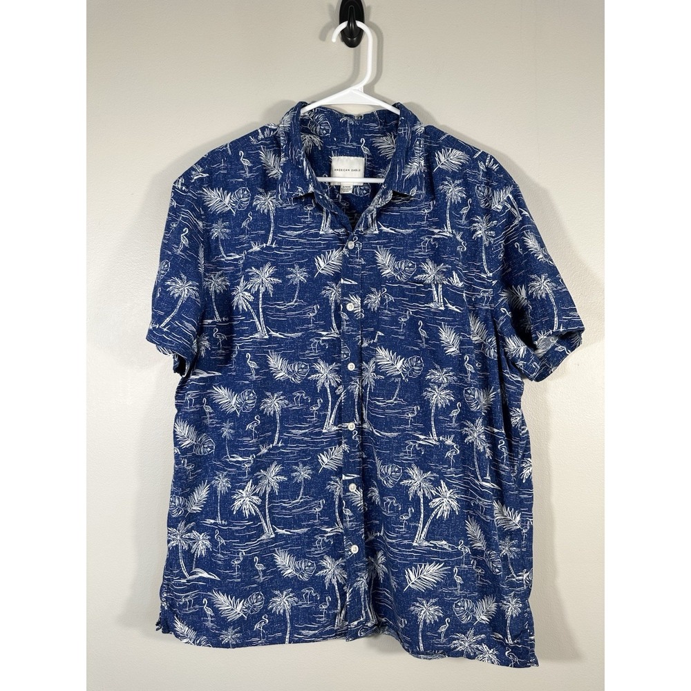 American Eagle Shirt Mens XL‎ Blue Hawaiian Vacation Palm Trees Summer